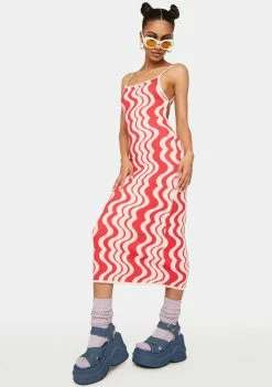 Pretty Garbage Wavy Print Midi Dress Midi Dresses