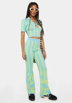 Another Girl Wavy Stripe Knit Trousers