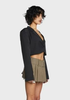 Pretty Garbage Cropped V-Neck Blazer Outerwear