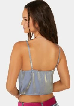 Pretty Garbage Cropped Satin Sleeveless Cami Top