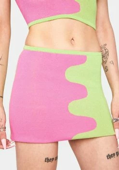 Another Girl Colorblock Wavy Knit Mini Skirt
