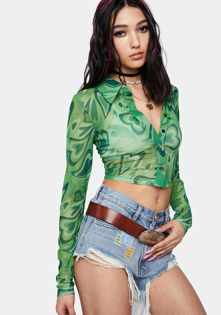 Promo π€© Pretty Garbage Tops Heart Mesh Crop Top β 4 Pretty Garbage Tops Heart Mesh Crop Top