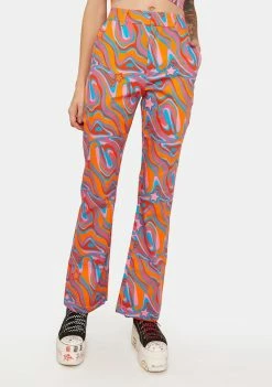 Another Girl Multi Print Cynthia Starr Swirl Print Flares