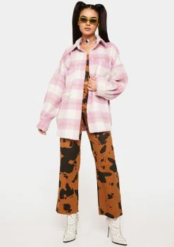 Pretty Garbage Sunset Plaid Shirt Jacket Jackets & Bombers