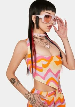 Another Girl Wavy Print Pointed Bustier