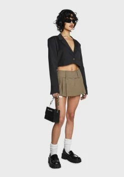 Pretty Garbage Cropped V-Neck Blazer Outerwear