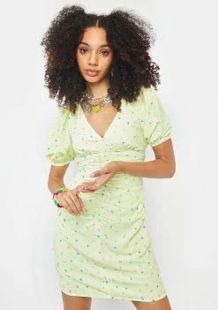 Another Girl Puff Sleeve Ditsy Mini Dress Dresses
