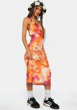 Another Girl Midi Dresses Psychedelic Floral Slip Dress