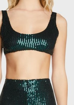 Pretty Garbage Dark Green Sequin Bra Top