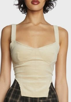Pretty Garbage Tops Bone Squared Hem Bustier Top