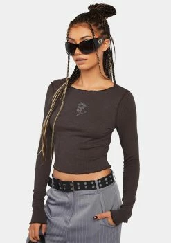 Pretty Garbage Rose Embroidered Crop Top