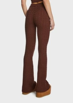 Pretty Garbage Brown Cable Knit Flare Pants Bottoms