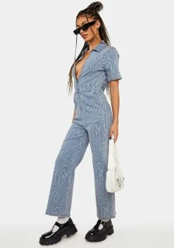 Another Girl Denim Swirl Jumpsuit Jumpsuits & Rompers
