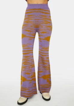 Another Girl Lilac Abstract Knit Flare Pants