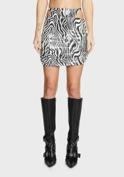 Pretty Garbage Bottoms Zebra Sequin Cut Out Mini Skirt