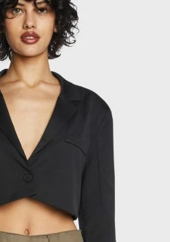 Pretty Garbage Cropped V-Neck Blazer Outerwear