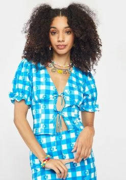 Another Girl Tie Front Blouse Tops