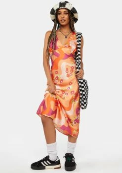 Another Girl Midi Dresses Psychedelic Floral Slip Dress