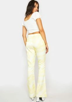 Another Girl Bottoms Lemon Psychedelic Flare Pants
