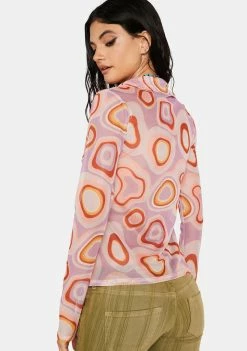 Another Girl Mesh Button Up Top