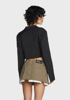 Pretty Garbage Cropped V-Neck Blazer Outerwear
