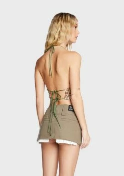 Pretty Garbage Sequin Plaid Halter Top