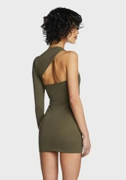 Buy π Pretty Garbage Olive One-Shoulder Cut-Out Mini π Dress π 10 Pretty Garbage Olive One-Shoulder Cut-Out Mini Dress