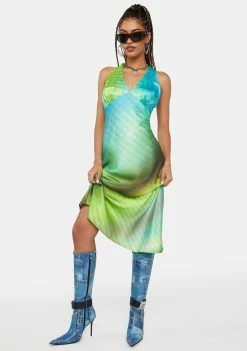 Another Girl Space Blur Midi Slip Dress Midi Dresses