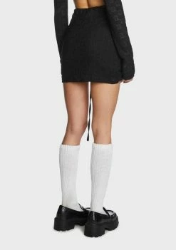 Pretty Garbage Lace Knit Ruched Mini Skirt Bottoms