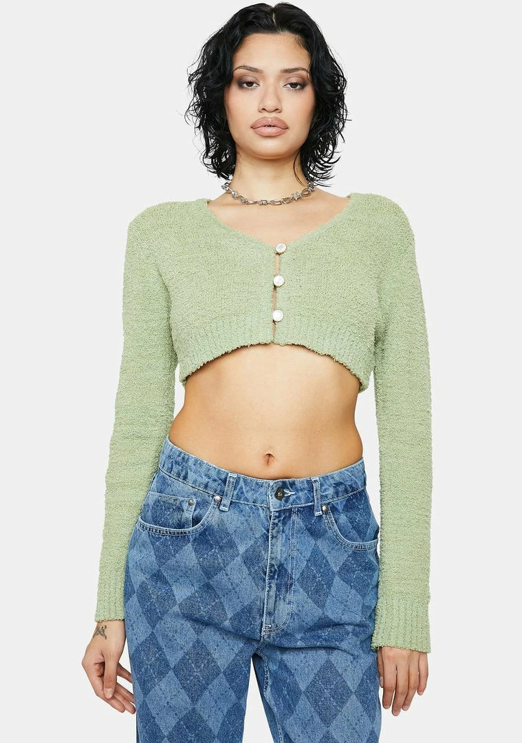 Cheapest π Pretty Garbage Sage Knit Cropped Long Sleeve Cardigan Tops π€© 3 Pretty Garbage Sage Knit Cropped Long Sleeve Cardigan Tops