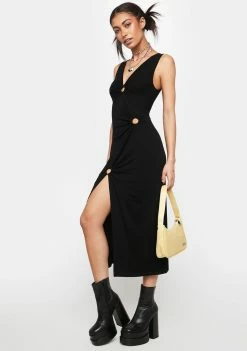 Pretty Garbage O-Ring Slit Midi Dress Dresses