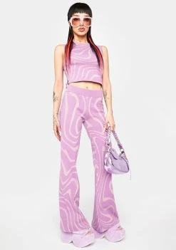 Another Girl Trousers Lurex Swirl Flare Pants