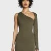 Pretty Garbage Olive One-Shoulder Cut-Out Mini Dress