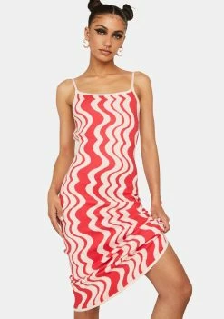 Pretty Garbage Wavy Print Midi Dress Midi Dresses