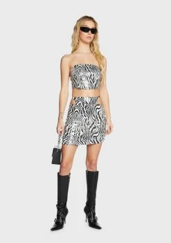 Pretty Garbage Bottoms Zebra Sequin Cut Out Mini Skirt