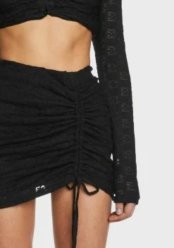 Pretty Garbage Lace Knit Ruched Mini Skirt Bottoms