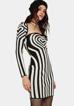 Another Girl Maggie Heart Illusion Knit Dress And Shrug Set Little Black Dresses