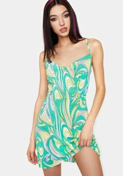 Pretty Garbage Swirl Print Mini Dress Sundress