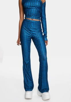Another Girl Gene Wavy Check Flared Pants