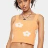 Pretty Garbage Ditsy Floral Eyelash Sweater Tank Top Tops