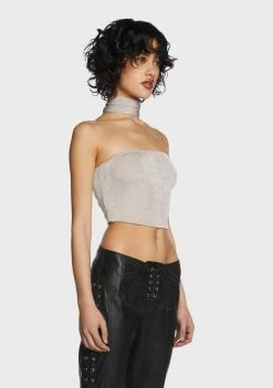 Pretty Garbage Choker Halter Neck Tube Top