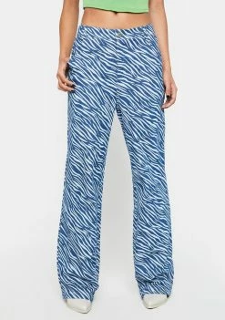 Pretty Garbage Zebra Print Wide Leg Jeans Trousers