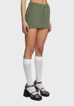 Pretty Garbage Olive Twill Cargo Mini Skirt