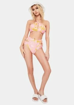 Power 2 The Flower Golden Fleur Anna Ruched Side Bikini Bottoms