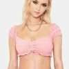 Power 2 The Flower Coral Lottie Peasant Bikini Top