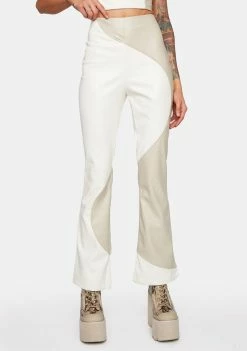 Pretty Garbage Flares Color Block Vegan Leather Pants
