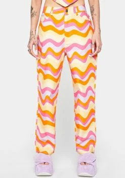 Another Girl Wavy Print Cropped Straight Leg Trousers