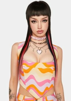 Another Girl Wavy Print Pointed Bustier