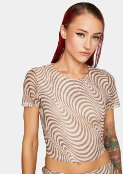 Pretty Garbage Swirl Print Mesh Baby Tee