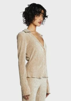 Wholesale π― Pretty Garbage Tops Beige Plisse Knit Collared π Shirt βοΈ 9 Pretty Garbage Tops Beige Plisse Knit Collared Shirt
